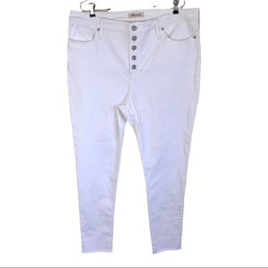 Madewell 9 inch Mid Rise Skinny White Raw Hem Crop Ankle Jeans 35